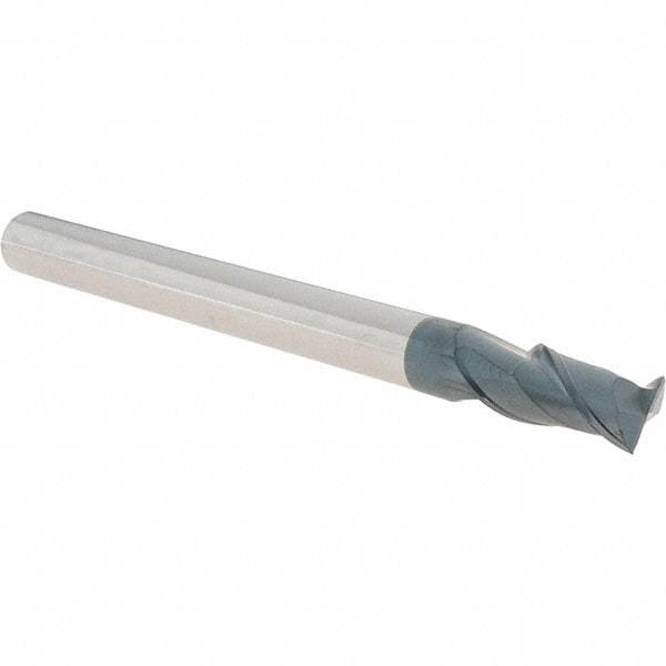 Accupro - 1/2", 1" LOC, 1/2" Shank Diam, 6" OAL, 2 Flute, Solid Carbide Square End Mill - Single End, AlTiN Finish, Spiral Flute, 40° Helix, Centercutting, Right Hand Cut, Right Hand Flute - Americas Industrial Supply