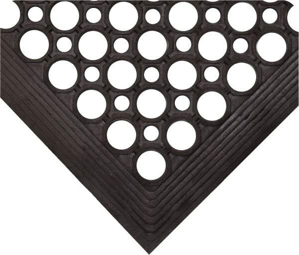 Wearwell - 5' Long x 3' Wide, Dry/Wet Environment, Anti-Fatigue Matting - Black, Natural Rubber with Rubber Base, Beveled on 4 Sides - Americas Industrial Supply