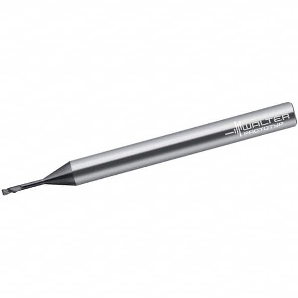 Walter-Prototyp - 1mm, 2 Flute, Single End, Solid Carbide, 0.1mm Corner Radius End Mill - 60mm OAL, 30° Helix, Right Hand Flute, 1mm LOC, Right Hand Cut, 20mm Extended Reach - Americas Industrial Supply