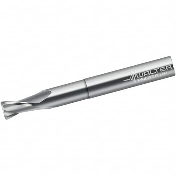Walter-Prototyp - 4mm, 6mm LOC, 4mm Shank Diam, 50mm OAL, 2 Flute, Solid Carbide Square End Mill - Single End, Uncoated, Spiral Flute, 25° Helix, Centercutting, Right Hand Cut, Right Hand Flute - Americas Industrial Supply