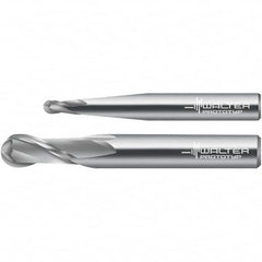 Walter-Prototyp - 10mm Diam, 19mm LOC, 2 Flute Solid Carbide Ball End Mill - Uncoated, Single End, 72mm OAL, 10mm Shank Diam, Spiral Flute - Americas Industrial Supply