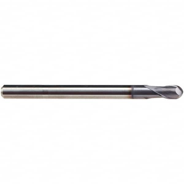 Emuge - 4mm Diam, 8mm LOC, 2 Flute Solid Carbide Ball End Mill - TiAlN Finish, Single End, 75mm OAL, 6mm Shank Diam, Ball Flute - Americas Industrial Supply