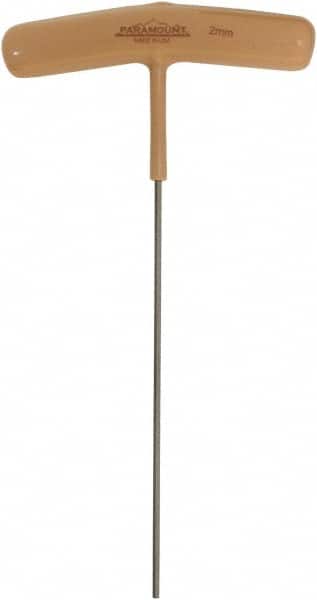 Paramount - 2mm Hex, T-Handle Cushion Grip, Hex Key - 5-29/32" OAL, Protanium High Torque Steel, Metric System of Measurement - Americas Industrial Supply