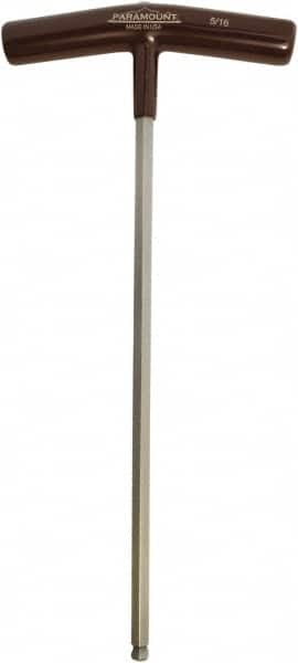 Paramount - 5/16" Hex, T-Handle Cushion Grip, Ball End Hex Key - 11-13/32" OAL, Protanium High Torque Steel, Inch System of Measurement - Americas Industrial Supply