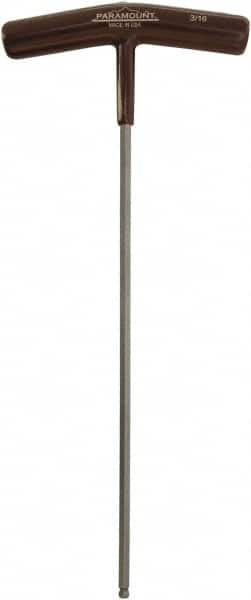 Paramount - 3/16" Hex, T-Handle Cushion Grip, Ball End Hex Key - 9-51/64" OAL, Protanium High Torque Steel, Inch System of Measurement - Americas Industrial Supply