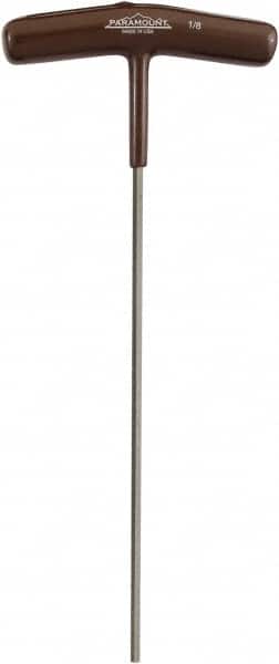 Paramount - 1/8" Hex, T-Handle Cushion Grip, Hex Key - 7-39/64" OAL, Protanium High Torque Steel, Inch System of Measurement - Americas Industrial Supply