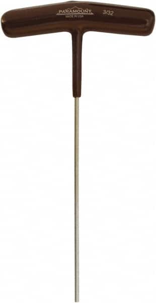 Paramount - 3/32" Hex, T-Handle Cushion Grip, Hex Key - 6-7/64" OAL, Protanium High Torque Steel, Inch System of Measurement - Americas Industrial Supply
