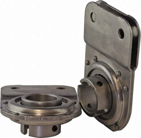 USDI - 1 Row, 5-7/64" OD, 1-1/4" Bore Diam, Round Open Conveyor Roller Bearing - 375 Lb Capacity, 550 Max RPM, with Flange, Steel with Steel Housing - Americas Industrial Supply