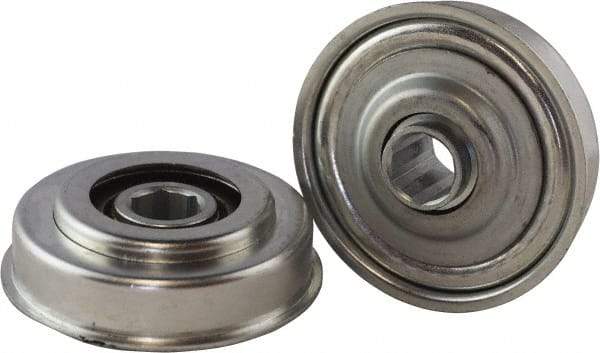 USDI - 1 Row, 3.19" OD, 11/16" Hex Single Seal Conveyor Roller Bearing - 425 Lb Capacity, 550 Max RPM, with Flange, Steel with Zinc Housing - Americas Industrial Supply