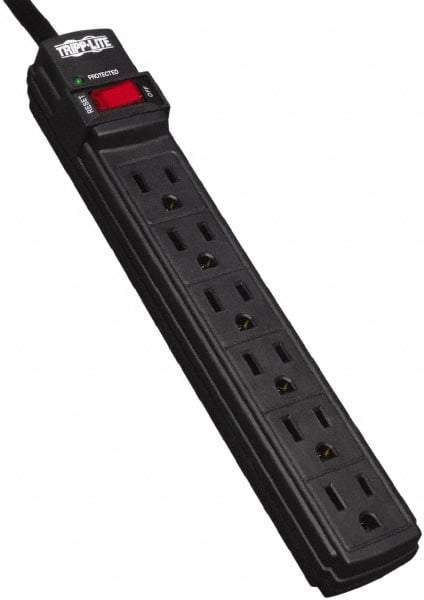 Tripp-Lite - 6 Outlets, 120 VAC15 Amps, 6' Cord, Power Outlet Strip - Floor, Keyhole Mount, 5-15 NEMA Configuration, 1.1" Strip - Americas Industrial Supply