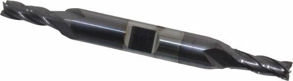 Niagara Cutter - 7/32", 9/16" LOC, 3/8" Shank Diam, 3-3/8" OAL, 4 Flute, Solid Carbide Square End Mill - Double End, TiAlN Finish, Spiral Flute, 30° Helix, Centercutting, Right Hand Cut, Right Hand Flute, Series CD430 - Americas Industrial Supply