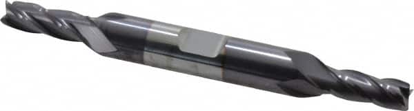 Niagara Cutter - 1/4", 5/8" LOC, 3/8" Shank Diam, 3-3/8" OAL, 4 Flute, Solid Carbide Square End Mill - Double End, TiAlN Finish, Spiral Flute, 30° Helix, Centercutting, Right Hand Cut, Right Hand Flute, Series CD430 - Americas Industrial Supply