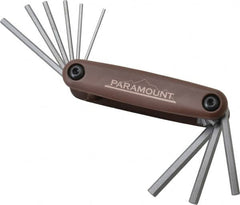 Paramount - 9 Piece Fold-Up Hex Key Set - Hex Range 5/64 to 1/4", 4-1/2" OAL, Steel - Americas Industrial Supply