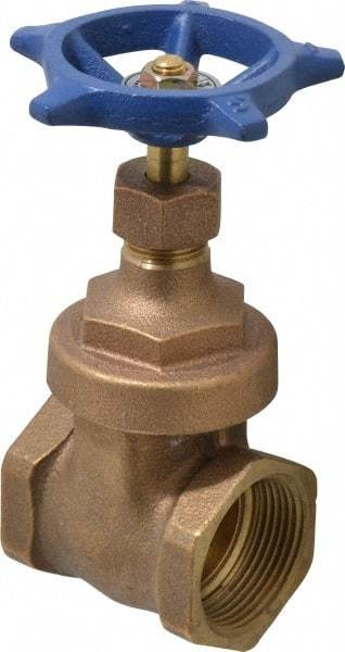 Legend Valve - 1-1/4" Pipe, Threaded Bronze Solid Wedge Stem Gate Valve - 200 WOG, 125 WSP, Screw Over Bonnet - Americas Industrial Supply