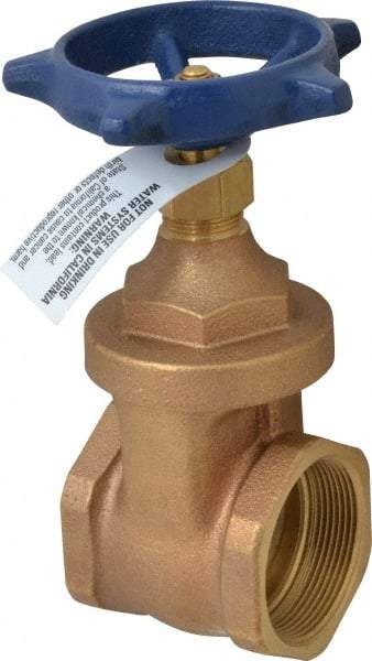 Legend Valve - 2" Pipe, Threaded Bronze Solid Wedge Stem Gate Valve - 200 WOG, 125 WSP, Screw Over Bonnet - Americas Industrial Supply