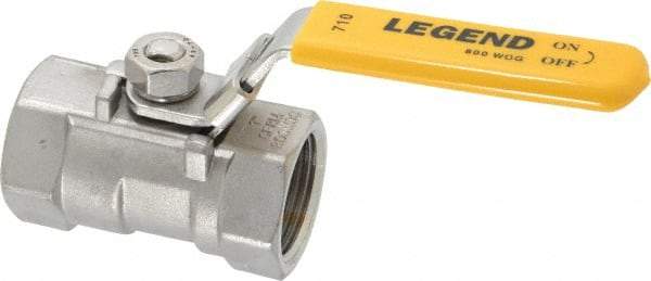 Legend Valve - 1" Pipe, Standard Port, Stainless Steel Standard Ball Valve - 1 Piece, Inline - One Way Flow, FNPT x FNPT Ends, Locking Lever Handle, 800 WOG, 150 WSP - Americas Industrial Supply