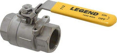 Legend Valve - 1-1/4" Pipe, Full Port, Stainless Steel Standard Ball Valve - 2 Piece, Inline - One Way Flow, FNPT x FNPT Ends, Locking Lever Handle, 1,000 WOG, 150 WSP - Americas Industrial Supply