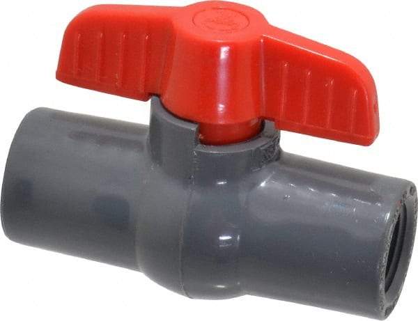 Legend Valve - 1/2" Pipe, Full Port, PVC Miniature Ball Valve - Inline - One Way Flow, FNPT x FNPT Ends, Tee Handle, 150 WOG - Americas Industrial Supply