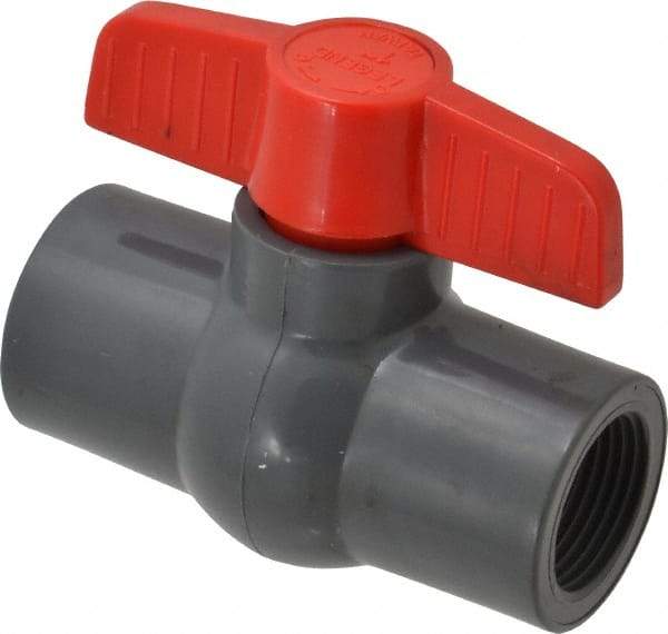 Legend Valve - 1" Pipe, Full Port, PVC Miniature Ball Valve - Inline - One Way Flow, FNPT x FNPT Ends, Tee Handle, 150 WOG - Americas Industrial Supply
