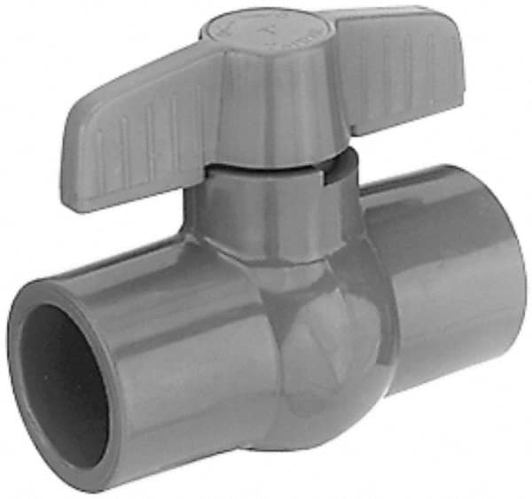 Legend Valve - 1-1/4" Pipe, Full Port, PVC Miniature Ball Valve - Inline - One Way Flow, Solvent x Solvent Ends, Tee Handle, 150 WOG - Americas Industrial Supply