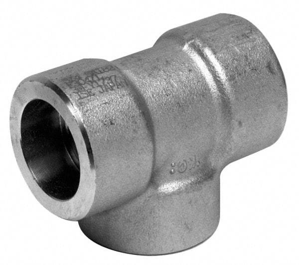 Merit Brass - 2" Grade 304 Stainless Steel Pipe Tee - Socket Weld x Socket Weld x Socket Weld End Connections, 3,000 psi - Americas Industrial Supply