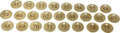 Value Collection - 1-1/4" High x 1-1/4" Long, 51 to 75, English Safety & Facility Numbered Tag - 1 Side, Brass - Americas Industrial Supply