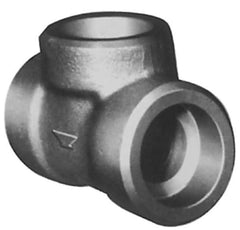 Made in USA - Size 1-1/4", Class 3,000, Forged Carbon Steel Black Pipe Tee - 925 psi, Socket Weld End Connection - Americas Industrial Supply