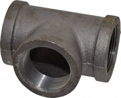 Made in USA - Size 1-1/2", Class 150, Malleable Iron Black Pipe Tee - 150 psi, Threaded End Connection - Americas Industrial Supply