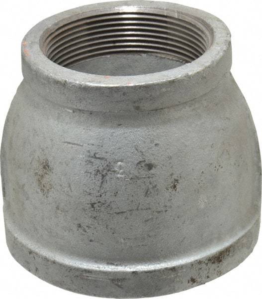 Made in USA - Class 150, 4 x 3" Galvanized Pipe Reducing Coupling - Threaded, Malleable Iron - Americas Industrial Supply