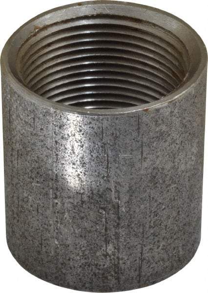 Made in USA - Size 1-1/4", Class 150, Malleable Iron Black Pipe Coupling - 150 psi, Threaded End Connection - Americas Industrial Supply