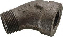 Made in USA - Size 1", Class 300, Malleable Iron Black Pipe 45° Street Elbow - 300 psi, Threaded End Connection - Americas Industrial Supply