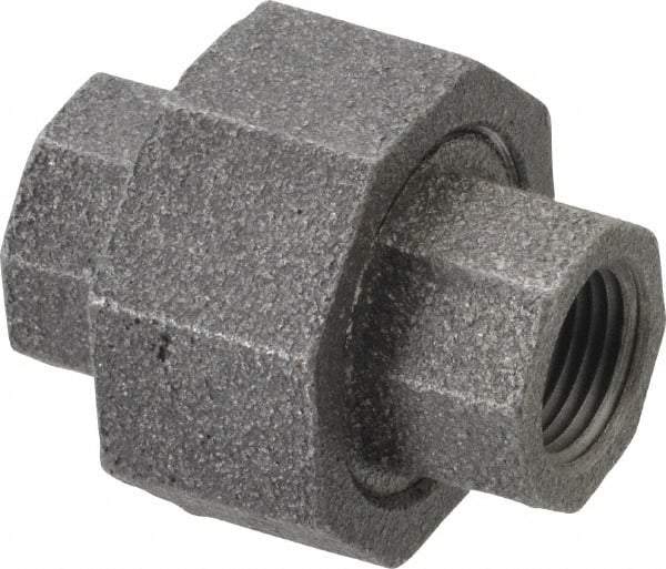 Made in USA - Size 3/8", Class 300, Malleable Iron Black Pipe Union - 300 psi, Threaded End Connection - Americas Industrial Supply