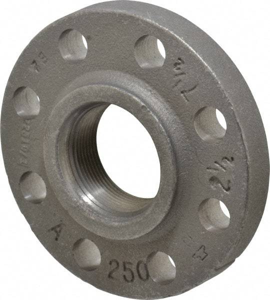 Made in USA - 2-1/2" Pipe, 7-1/2" OD, 1-7/16" Hub Length, Iron Threaded Pipe Flange - 3-15/16" Across Bolt Hole Centers, 7/8" Bolt Hole, 175 psi, Class 250 - Americas Industrial Supply