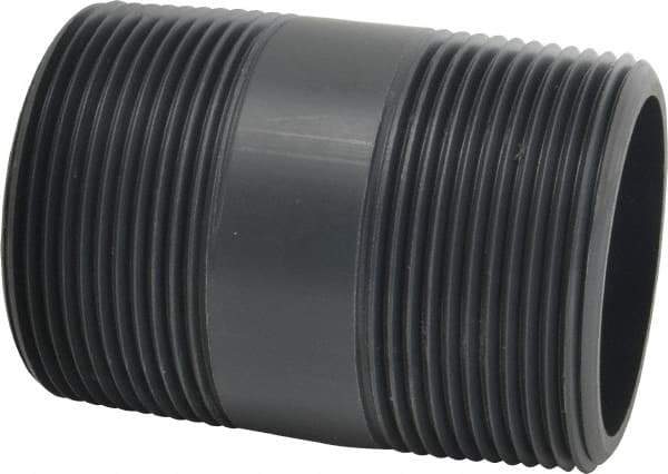 Value Collection - 2-1/2" Pipe, 4" Long PVC Threaded Plastic Pipe Nipple - Schedule 80, Gray - Americas Industrial Supply