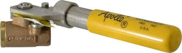 Apollo - 3/8" Pipe, Bronze Standard Ball Valve - 2 Piece, Inline - One Way Flow, FNPT x FNPT Ends, Deadman Lever (Spring Return to Close) Handle, 600 WOG, 150 WSP - Americas Industrial Supply