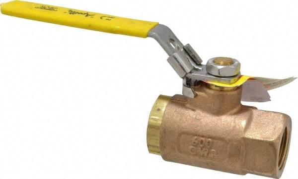 Apollo - 3/4" Pipe, Bronze Standard Ball Valve - 2 Piece, Inline - One Way Flow, FNPT x FNPT Ends, Locking Lever Handle, 600 WOG - Americas Industrial Supply