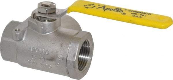 Apollo - 1" Pipe, Stainless Steel Standard Ball Valve - Three Way, FNPT x FNPT x FNPT Ends, Lever Handle, 800 WOG - Americas Industrial Supply