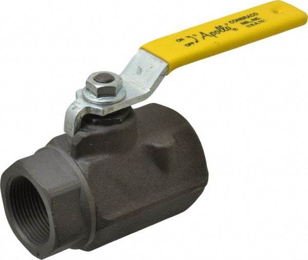 Apollo - 1-1/4" Pipe, Standard Port, Carbon Steel Standard Ball Valve - 2 Piece, Inline - One Way Flow, FNPT x FNPT Ends, Lever Handle, 1,500 WOG, 150 WSP - Americas Industrial Supply