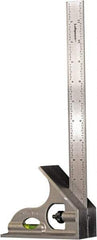LaGesse Products - 2 Piece, 12" Combination Square Set - 1/16, 1/32, 1/64 & 1/8" (Inch) Graduation, Stainless Steel Blade, Aluminum Square Head - Americas Industrial Supply