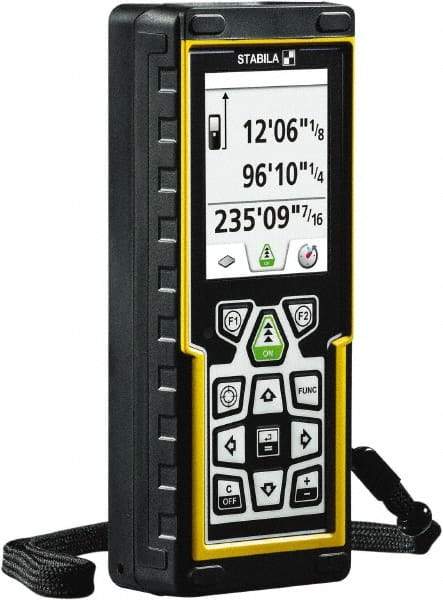 Stabila - 660' Range, Laser Distance Finder - 2 AA Batteries Required, Accurate to 1/16" - Americas Industrial Supply