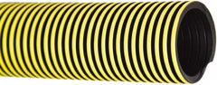 Flexaust - 1-1/2" ID, 29 Hg Vac Rating, 18 psi, Polyethylene Vacuum & Duct Hose - 50' Long, YellowithBlack, 3-1/4" Bend Radius, -40 to 140°F - Americas Industrial Supply