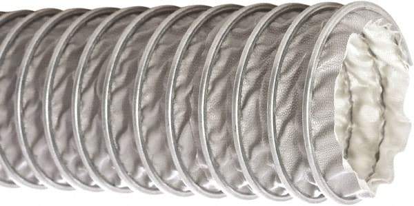 Flexaust - 6" ID, 5 Hg Vac Rating, 9.2 psi, Fiberglass Vacuum & Duct Hose - 25' Long, Silver, 4-1/2" Bend Radius, -65 to 600°F - Americas Industrial Supply