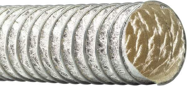 Flexaust - 4" ID, 6 Hg Vac Rating, 10 psi, Fiberglass Vacuum & Duct Hose - 25' Long, Silver, 3" Bend Radius, -65 to 1,050°F - Americas Industrial Supply