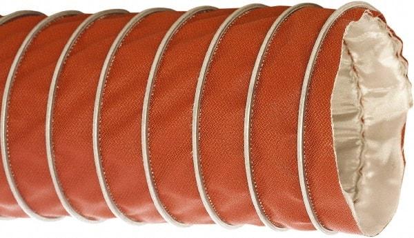 Flexaust - 4" ID, 9 Hg Vac Rating, 15 psi, Fiberglass Vacuum & Duct Hose - 25' Long, Red, 3-1/2" Bend Radius, -40 to 750°F - Americas Industrial Supply