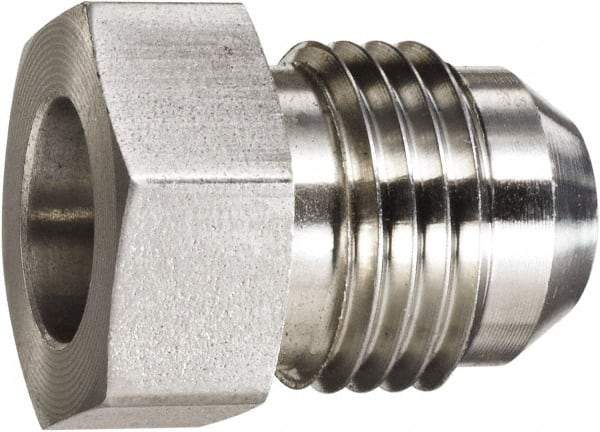 Made in USA - 1-1/4" Tube OD, 37° Stainless Steel Flared Tube OD Socket - 1-5/8-12 Weld x Male Flare Ends - Americas Industrial Supply