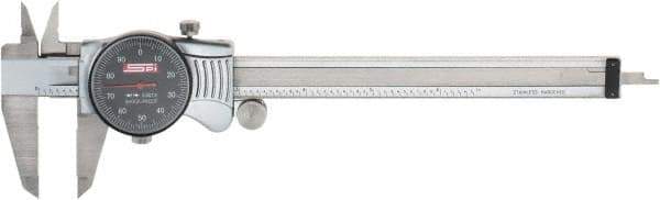 SPI - 0" to 6" Range, 0.001" Graduation, 0.1" per Revolution, Dial Caliper - Black Face, 1.57" Jaw Length, Accurate to 0.0010" - Americas Industrial Supply