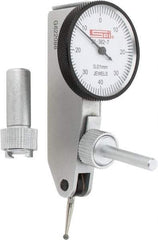 SPI - 0.8mm Range, 0.01mm Dial Graduation, Horizontal Dial Test Indicator - 32mm White Dial, 0-40-0 Dial Reading, Accurate to 0.013mm - Americas Industrial Supply