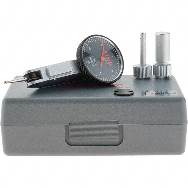 SPI - 0.03" Range, 0.0005" Dial Graduation, Horizontal Dial Test Indicator - 1-1/4" Black Dial, 0-100-0 Dial Reading, Accurate to 0.0005" - Americas Industrial Supply