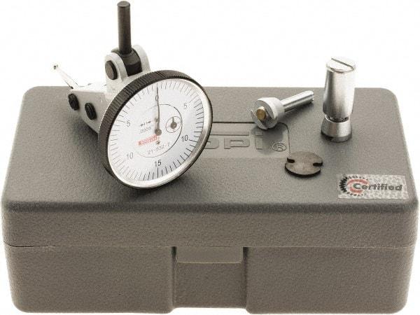 SPI - 0.06" Range, 0.0005" Dial Graduation, Vertical Dial Test Indicator - 1-1/2" White Dial, 0-15-0 Dial Reading, Accurate to 0.0012" - Americas Industrial Supply