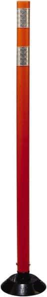 PRO-SAFE - 48" High x 3" Wide Reflective Tubular Surface Mount Delineator - Urethane, 4 Lbs, Orange/White - Americas Industrial Supply